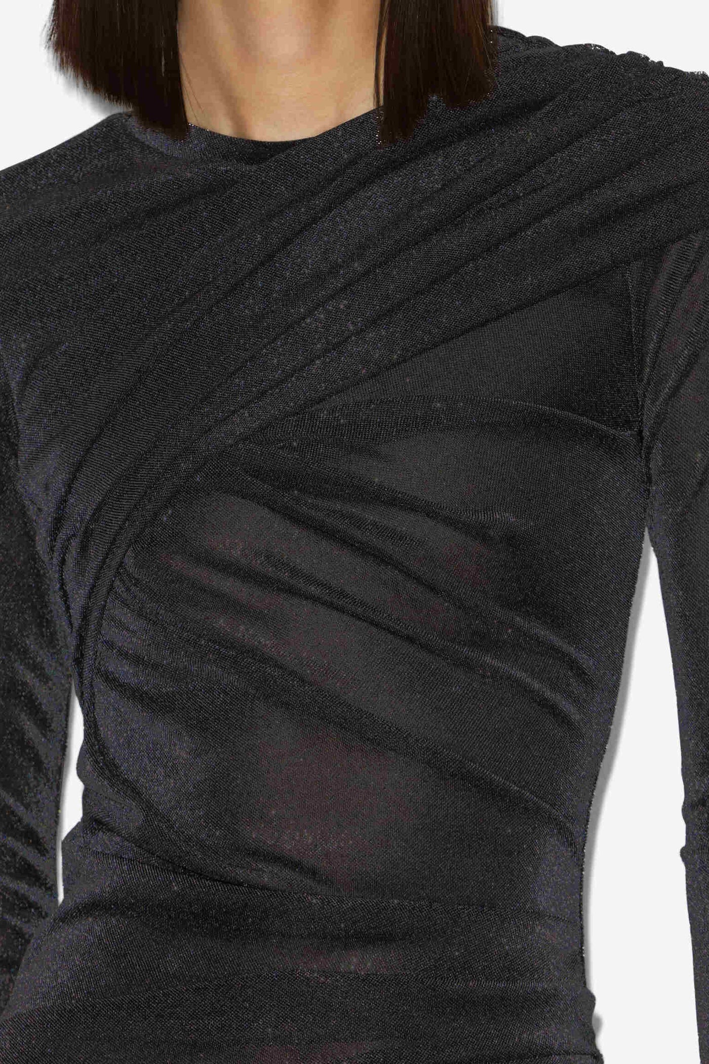 Robe courte drapée denise en lurex - Gun metal - Woman - 2