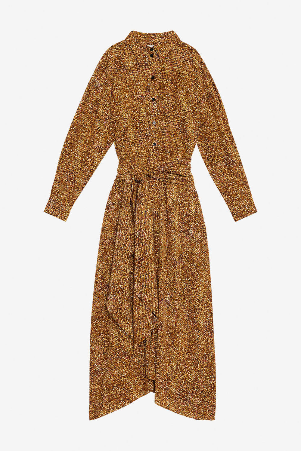 Robe chemise longue samantha en crêpe - Ocre - Woman - 1