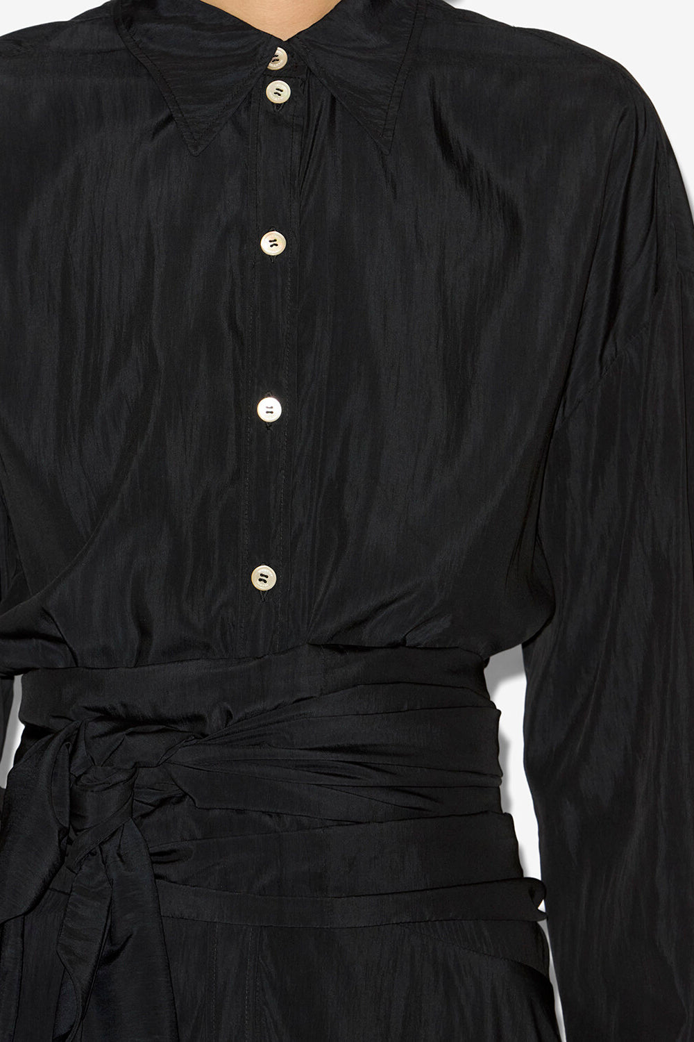 Robe chemise longue samantha en crêpe - Noir - Woman - 3