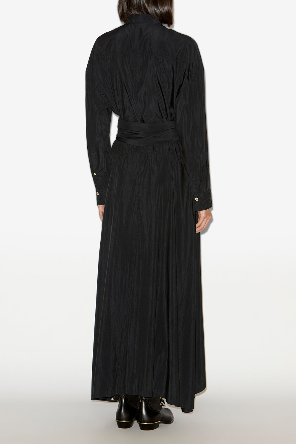 Robe chemise longue samantha en crêpe - Noir - Woman - 4