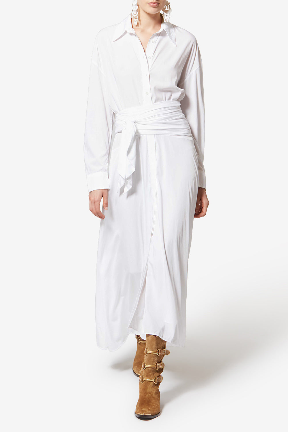 Robe chemise longue samantha en crêpe - Blanc - Woman - 2