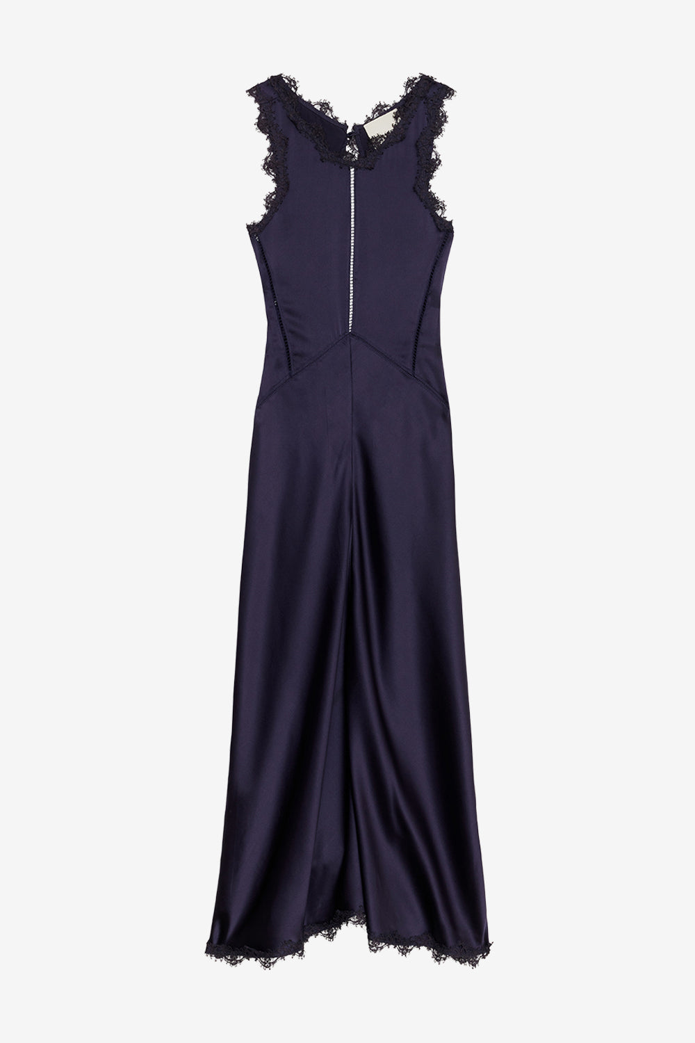 Robe longue jadelia en satin et dentelle - Noir - Woman - 1