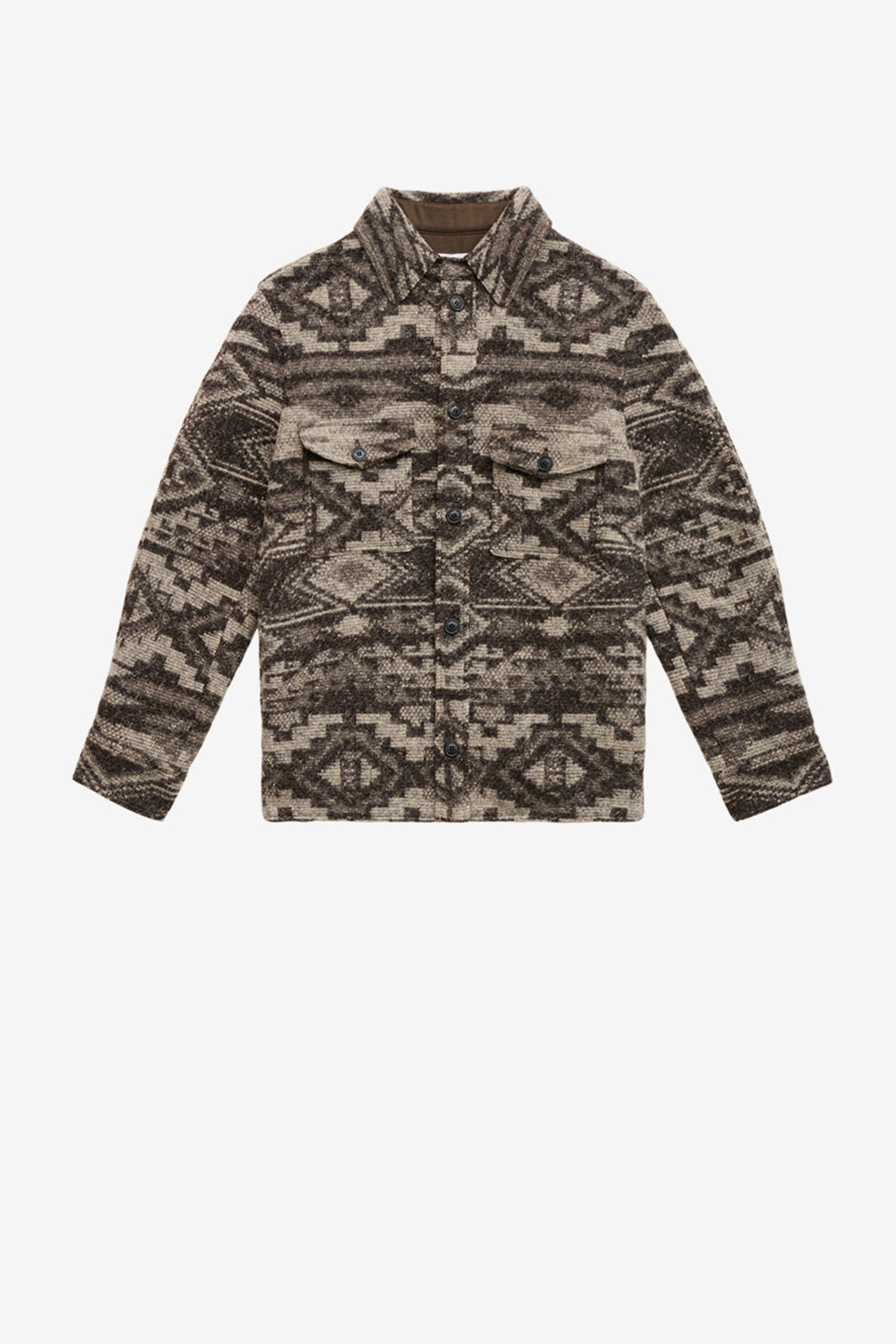 Veste kervon en laine mélangée à motif  - Marron foncé - Man - 1
