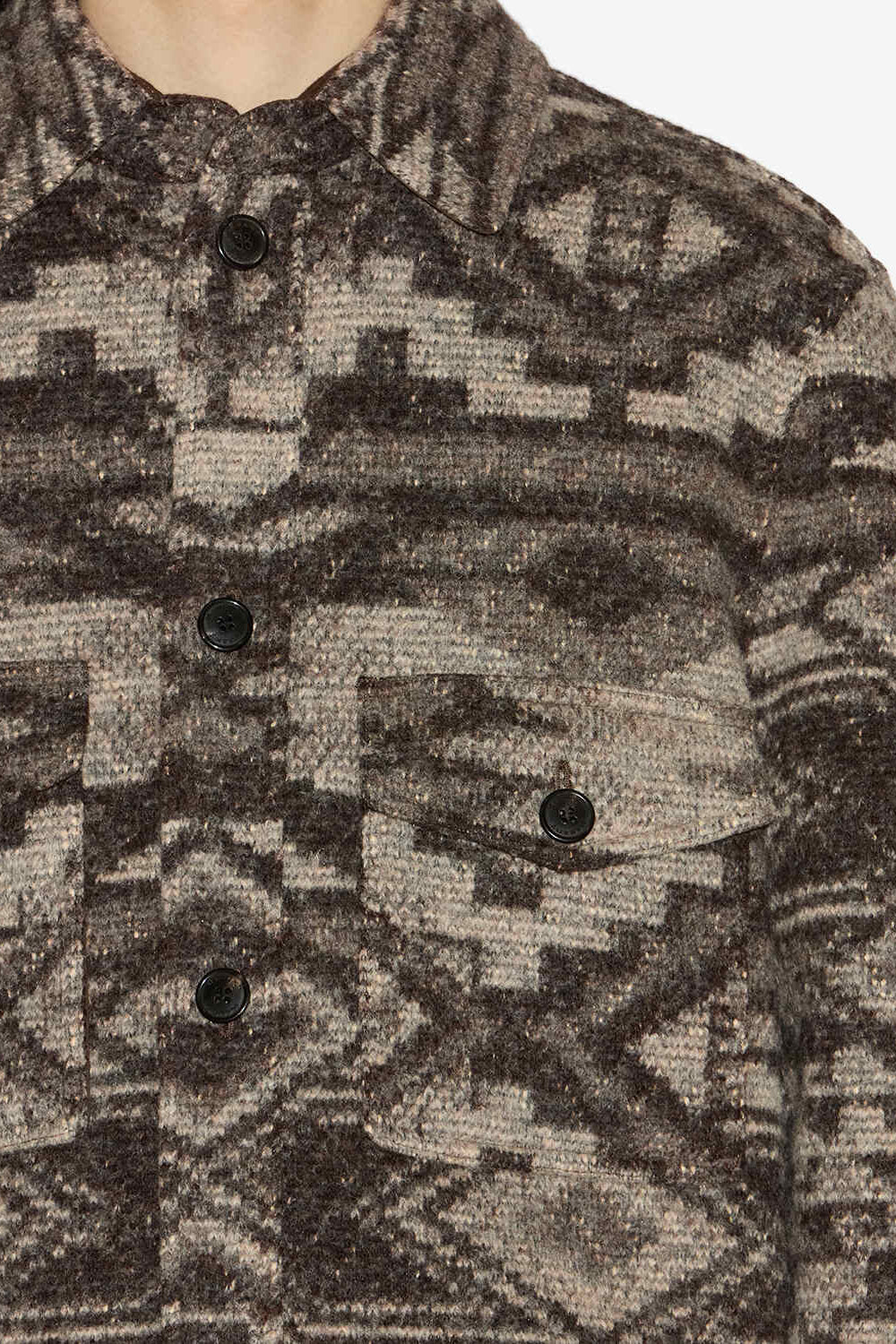 Veste kervon en laine mélangée à motif  - Marron foncé - Man - 3