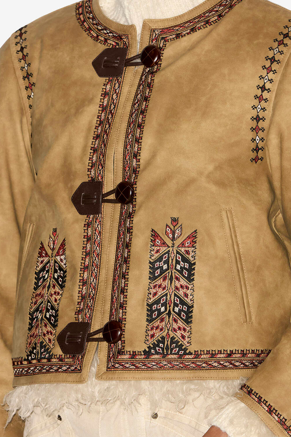 Veste cely en faux mouton retourné - Taupe - Woman - 3
