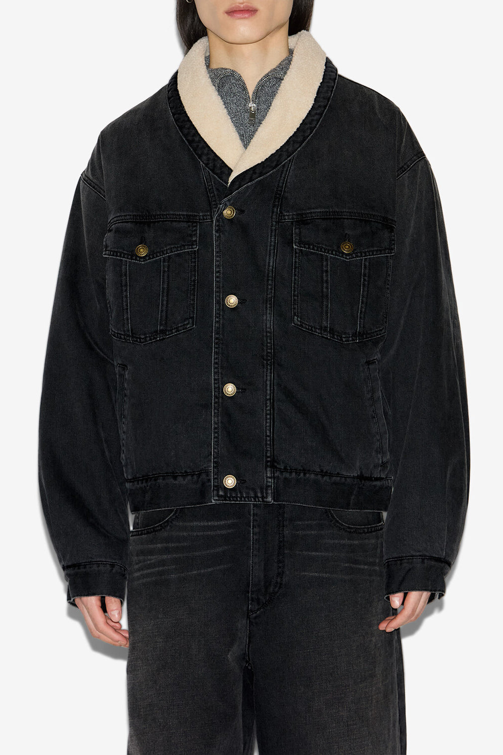 Jacke jackson aus denim und kunstpelz - Schwarz gewaschen - Man - 4