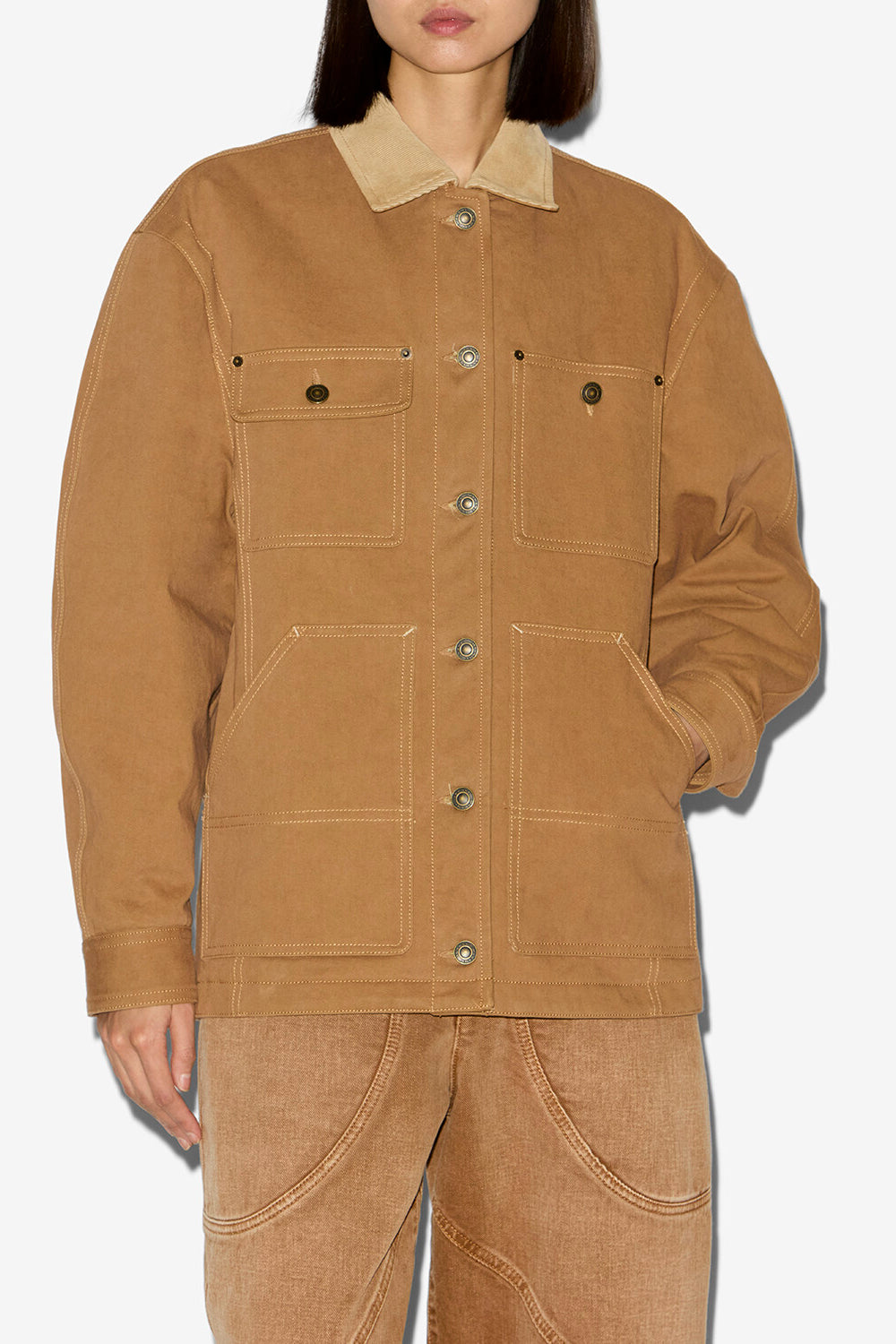 Veste workwear ninon en coton - Cognac - Woman - 4