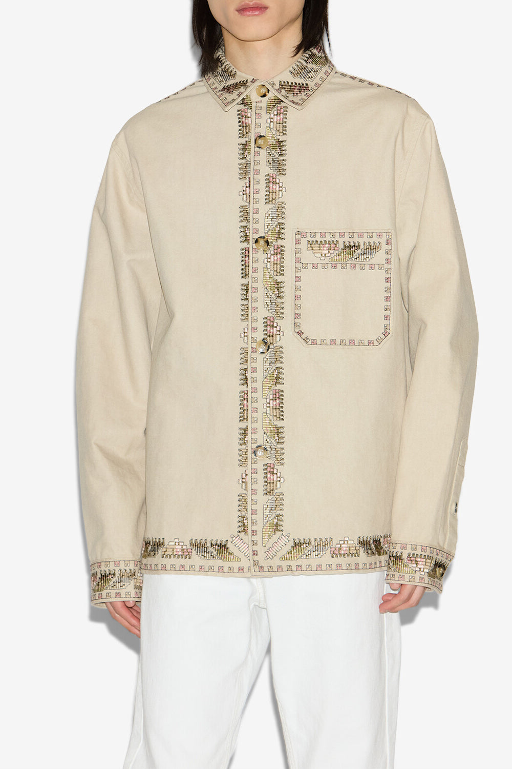 Surchemise rudy en coton brodé - Écru - Man - 4