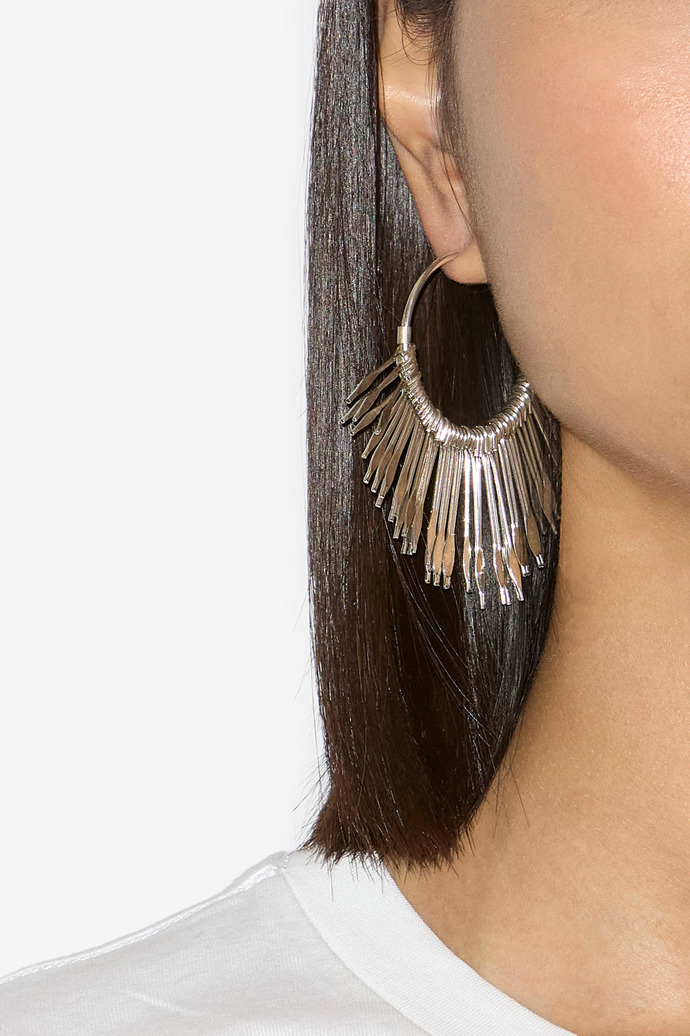 Aria hoop earrings in silver-finish brass - Silver - Woman - 2
