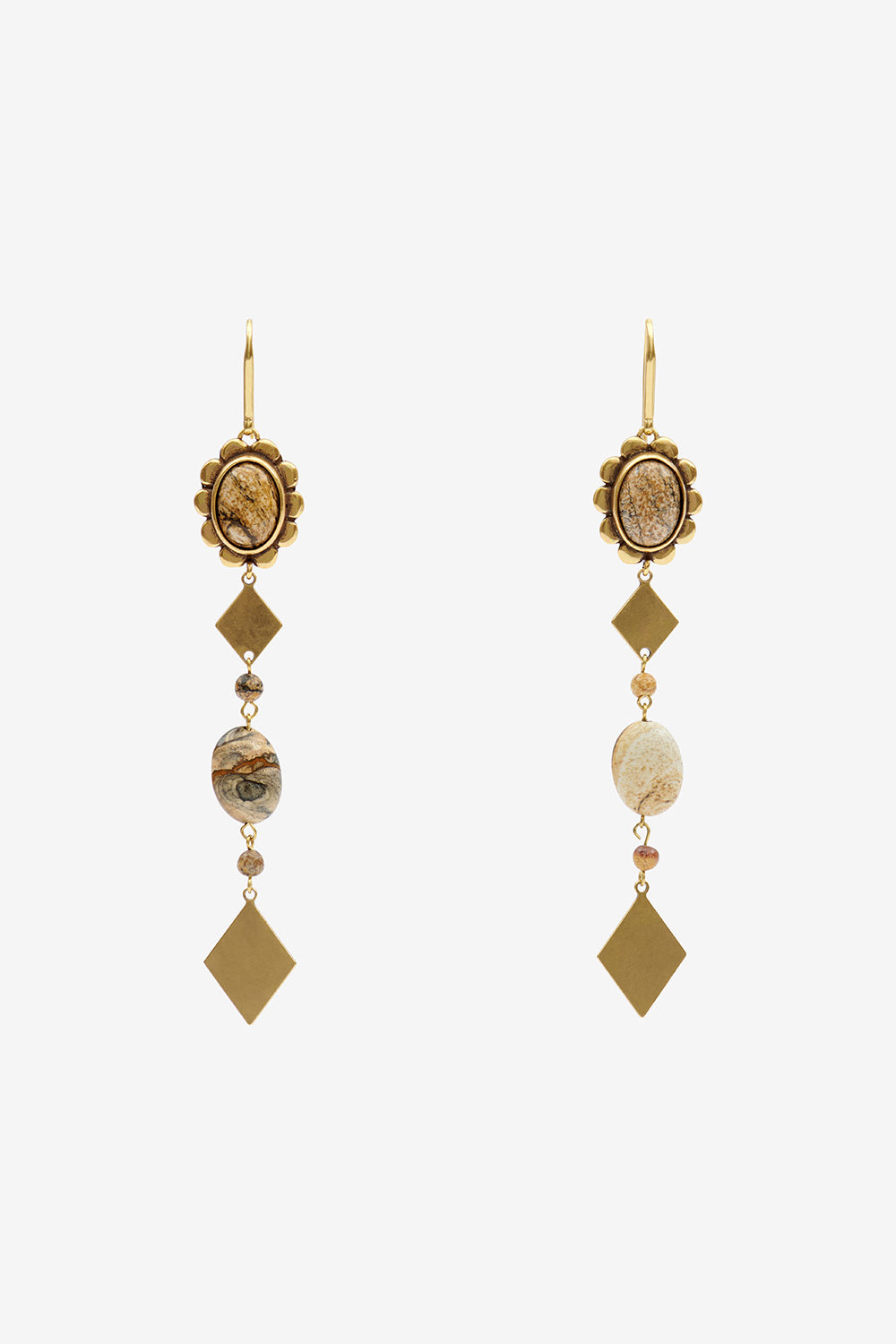 Hana pendant earrings - Natural-light brass - Woman - 1