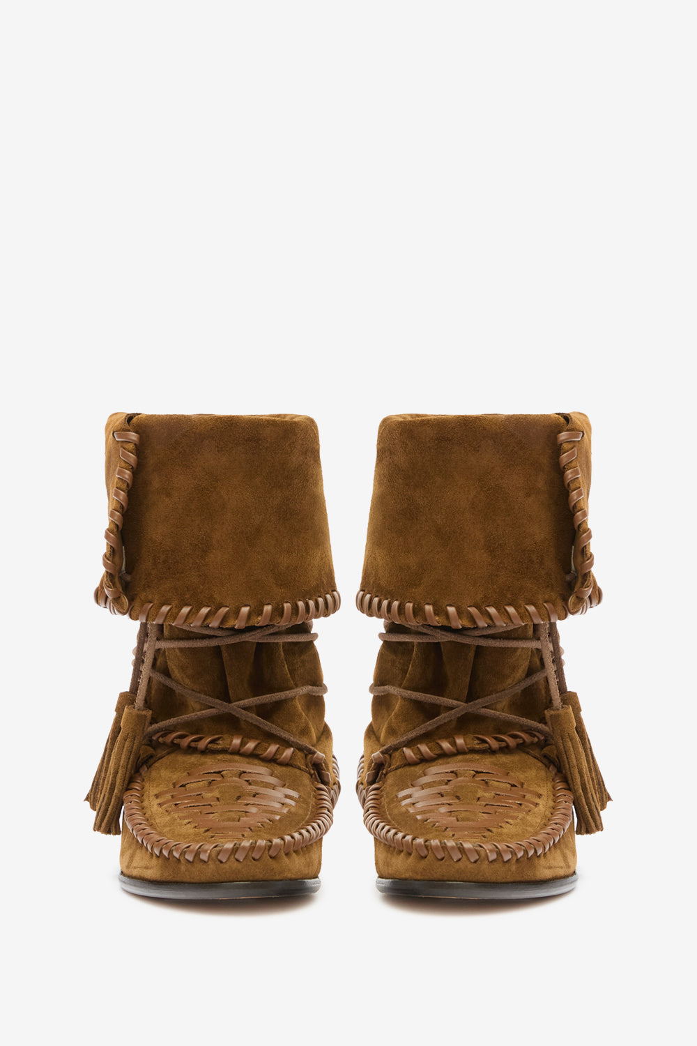 Bottes winki en cuir suédé et tressé - Light bronze - Woman - 4