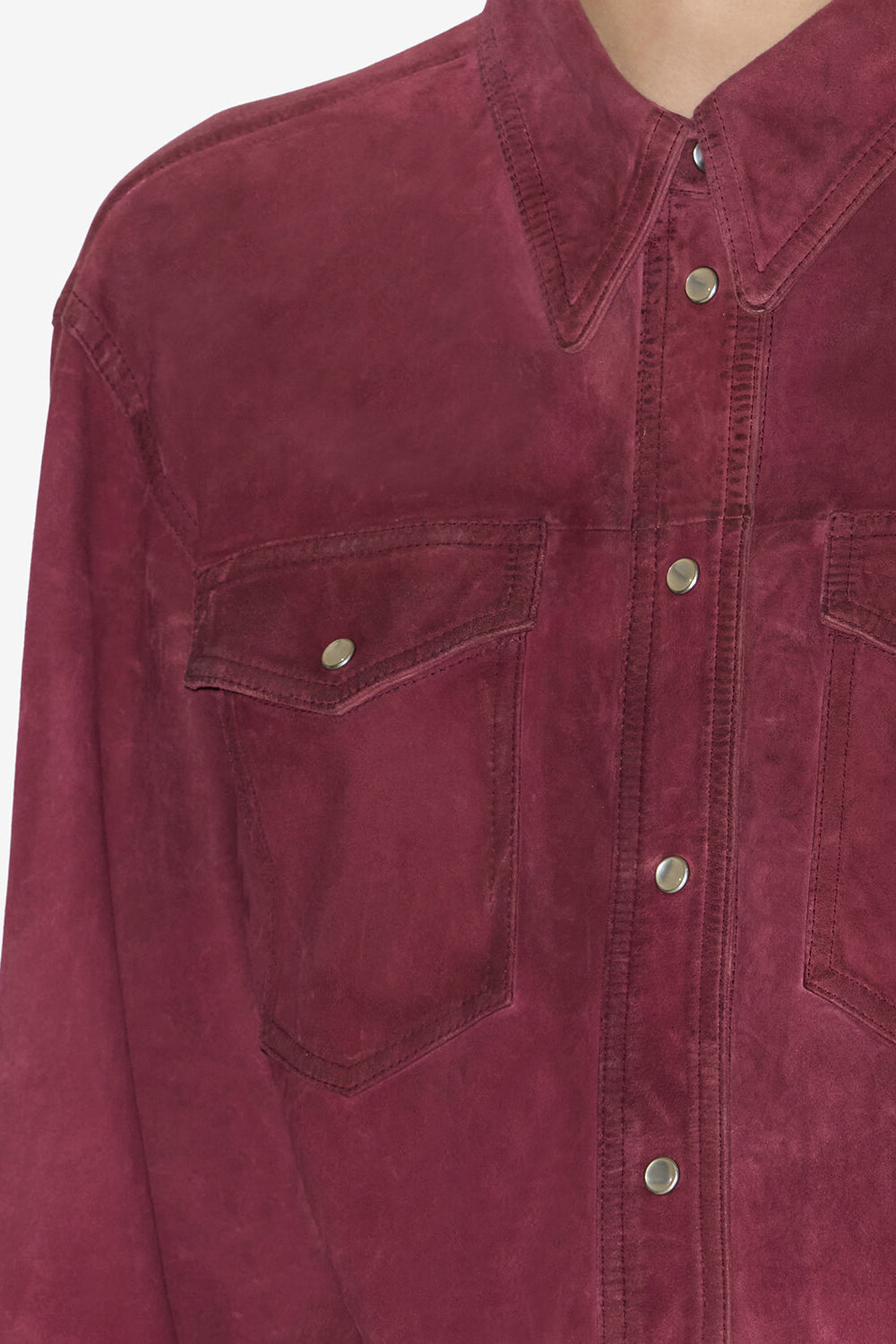Danisia suede leather shirt - Raspberry - Woman - 3