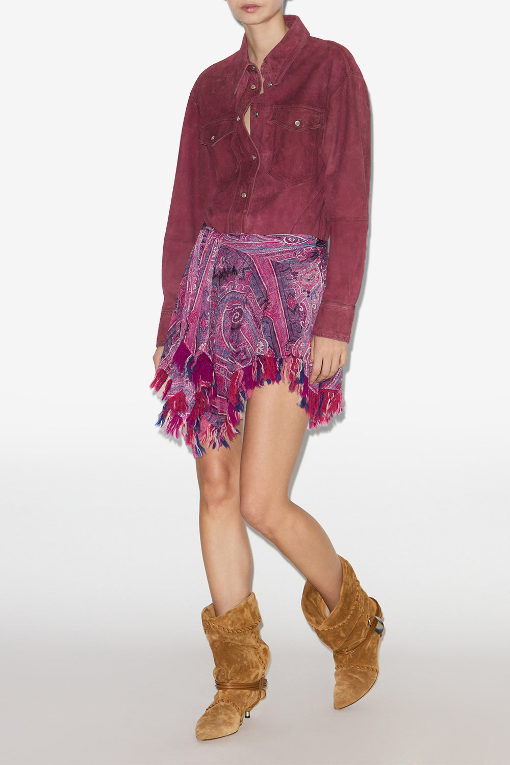 Danisia suede leather shirt - Raspberry - Woman - 2