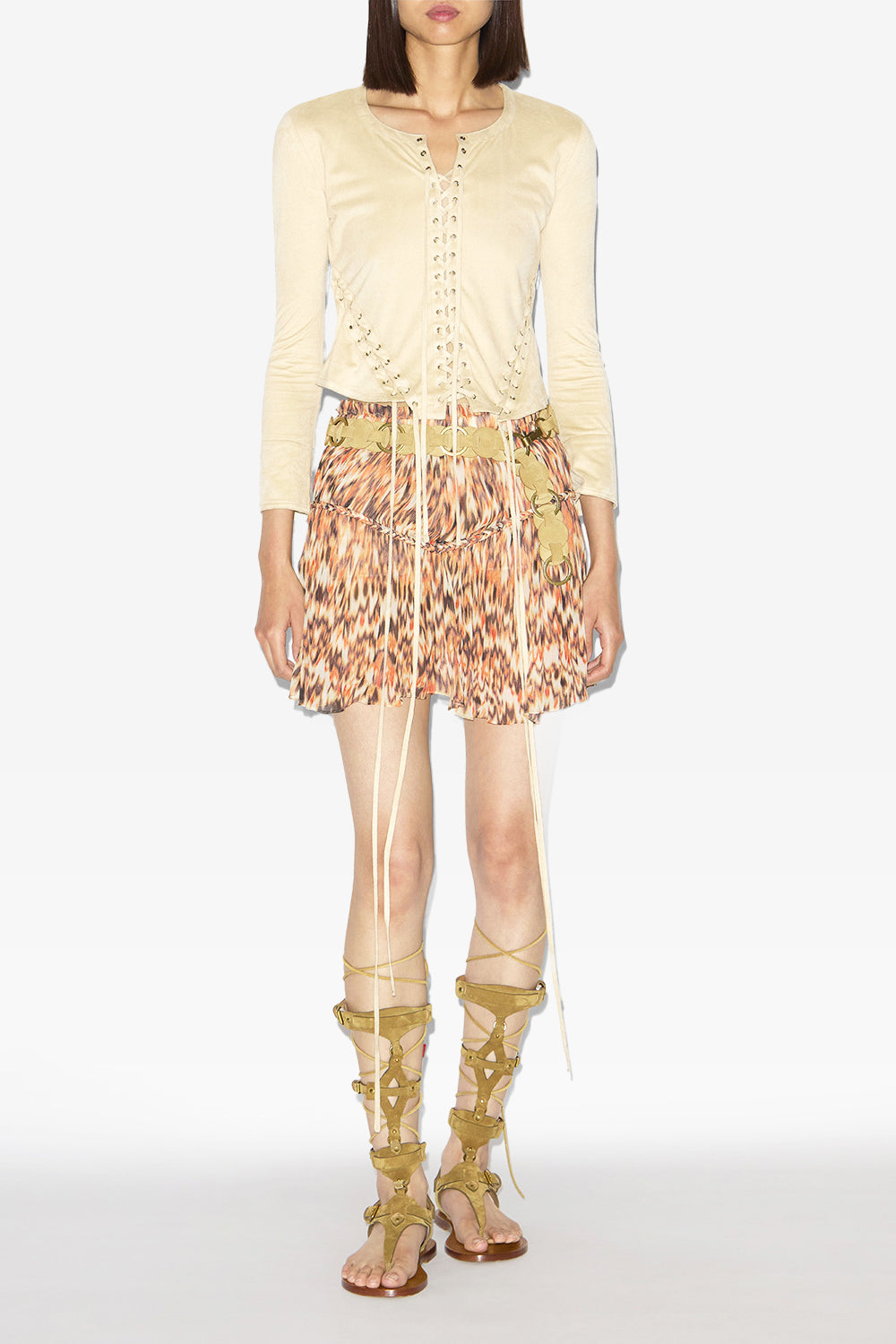 Seatle laced faux suede leather top - Ecru - Woman - 2