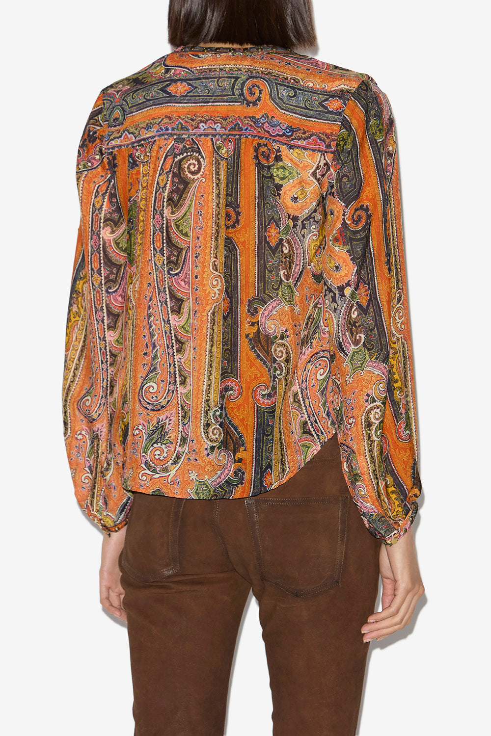 Blouse may en soie imprimée à clous et œillets - Orange - Woman - 5
