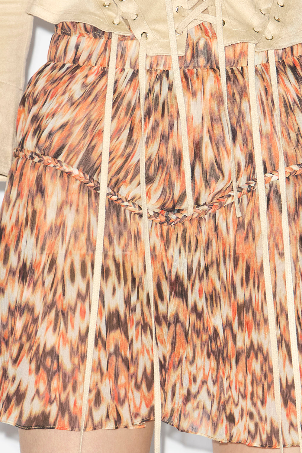 Jupe roumi en soie froncée imprimée - Orange - Woman - 2