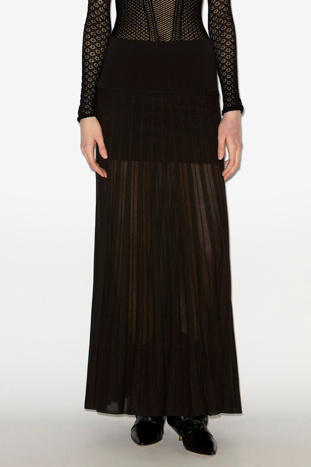 Jupe longue ezra en maille plissée - Noir - Woman - 3
