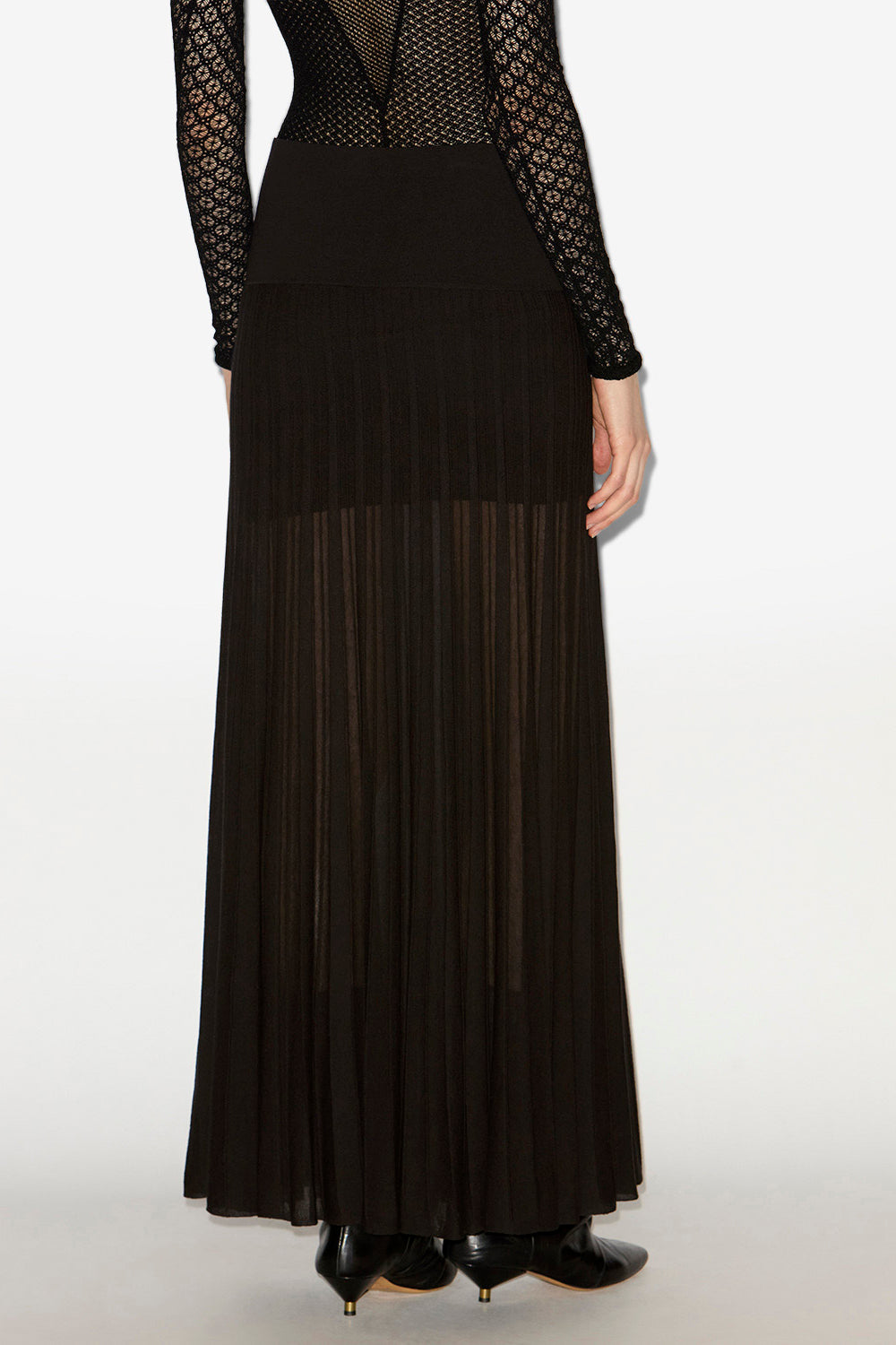 Jupe longue ezra en maille plissée - Noir - Woman - 4