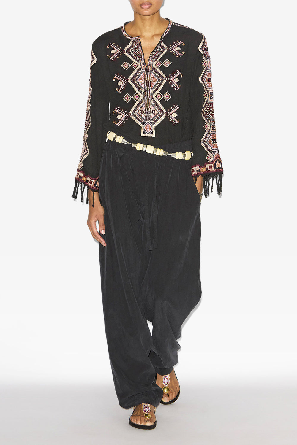 Pantalon hectorina en tissu technique froncé - Noir - Woman - 2