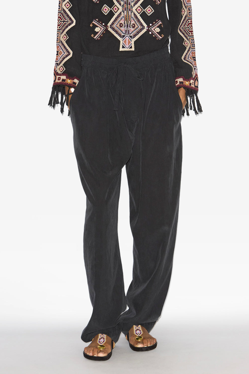 Pantalon hectorina en tissu technique froncé - Noir - Woman - 4