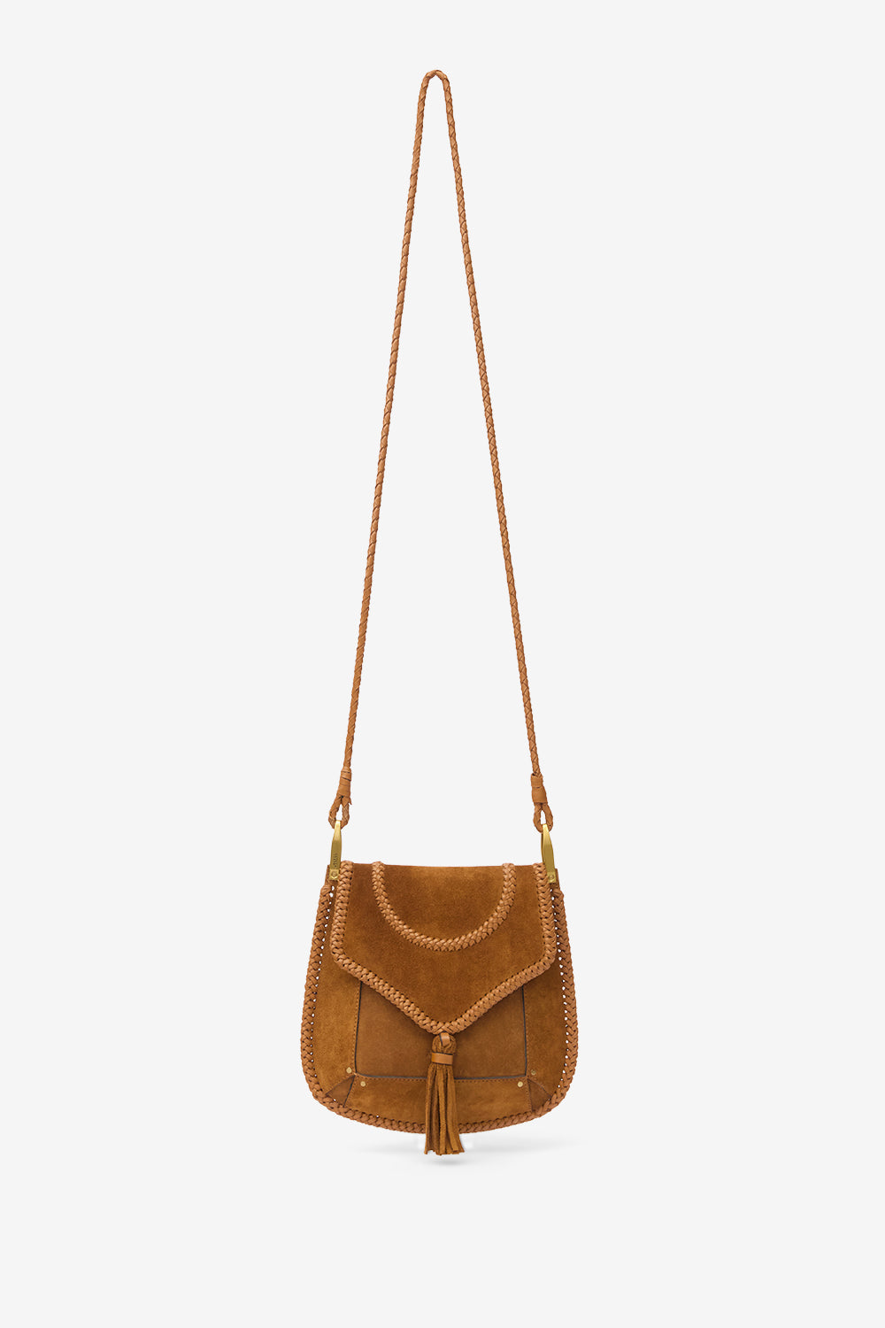 Anahi braided suede leather shoulder bag - Cognac - Woman - 6