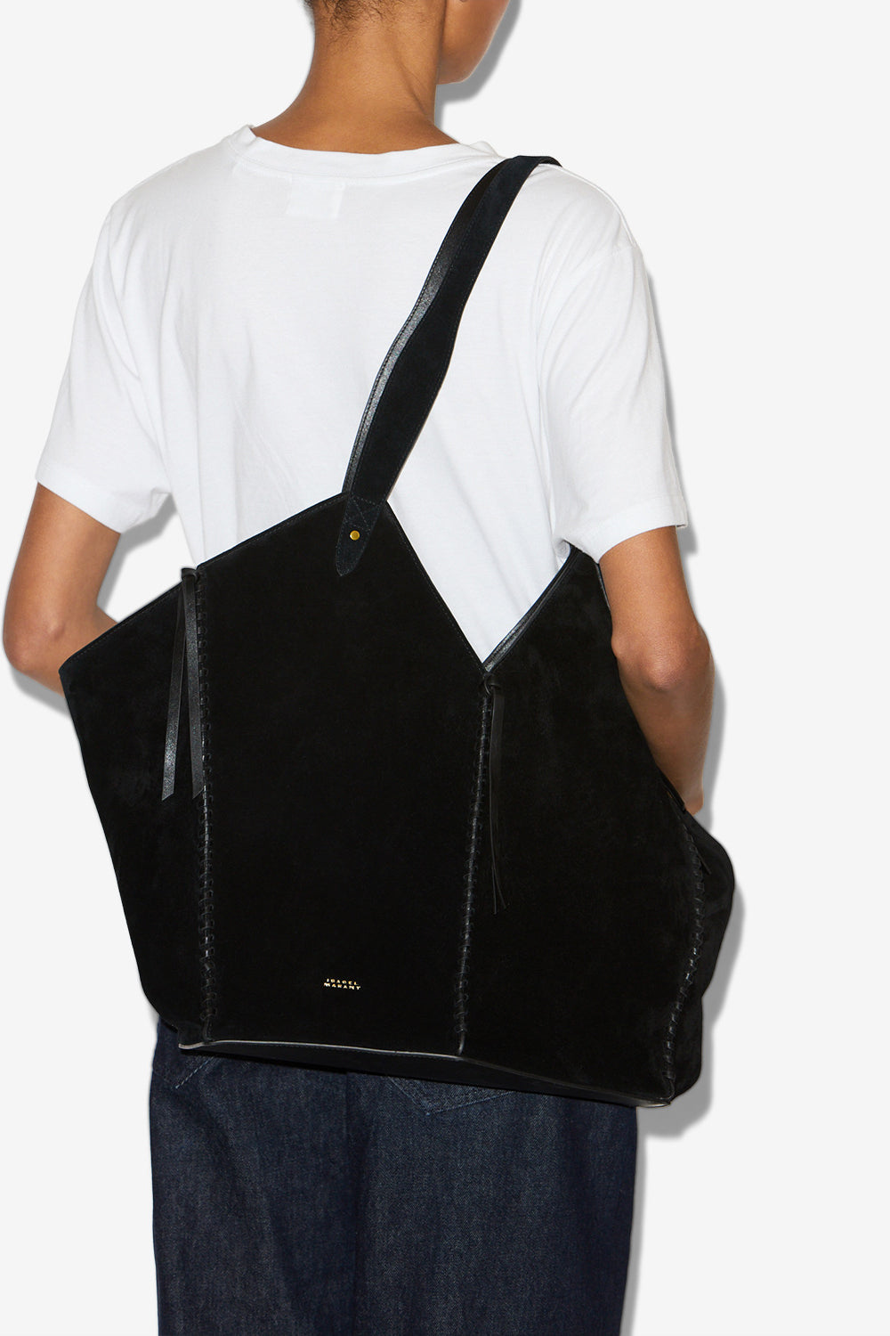 Tampa suede leather tote bag - Black - Woman - 4