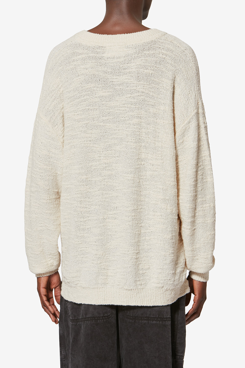 Arnold textured knit sweater - Ecru - Man - 5