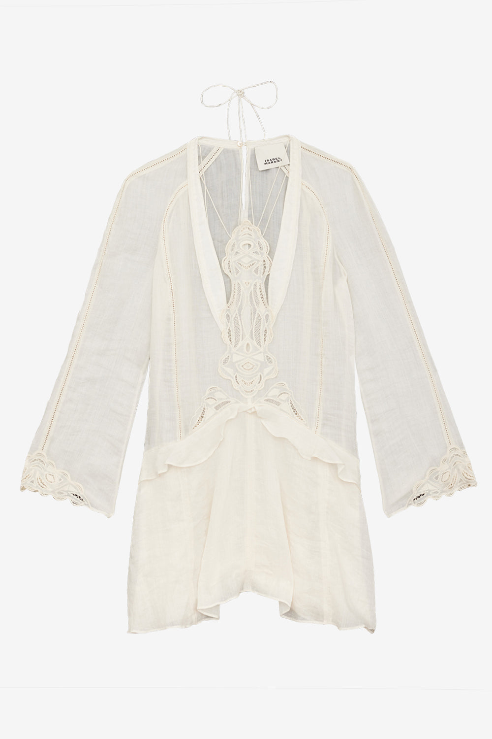 Robe courte liya en ramie et broderies - Écru - Woman - 1