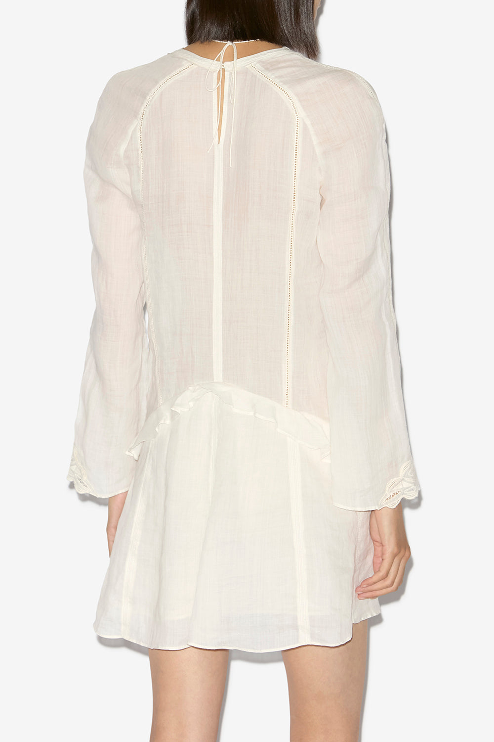 Robe courte liya en ramie et broderies - Écru - Woman - 5