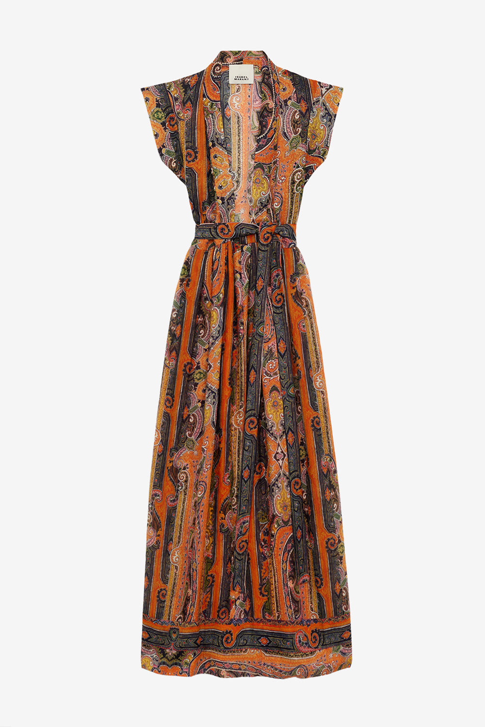 Robe longue melissa en soie imprimée - Orange - Woman - 1