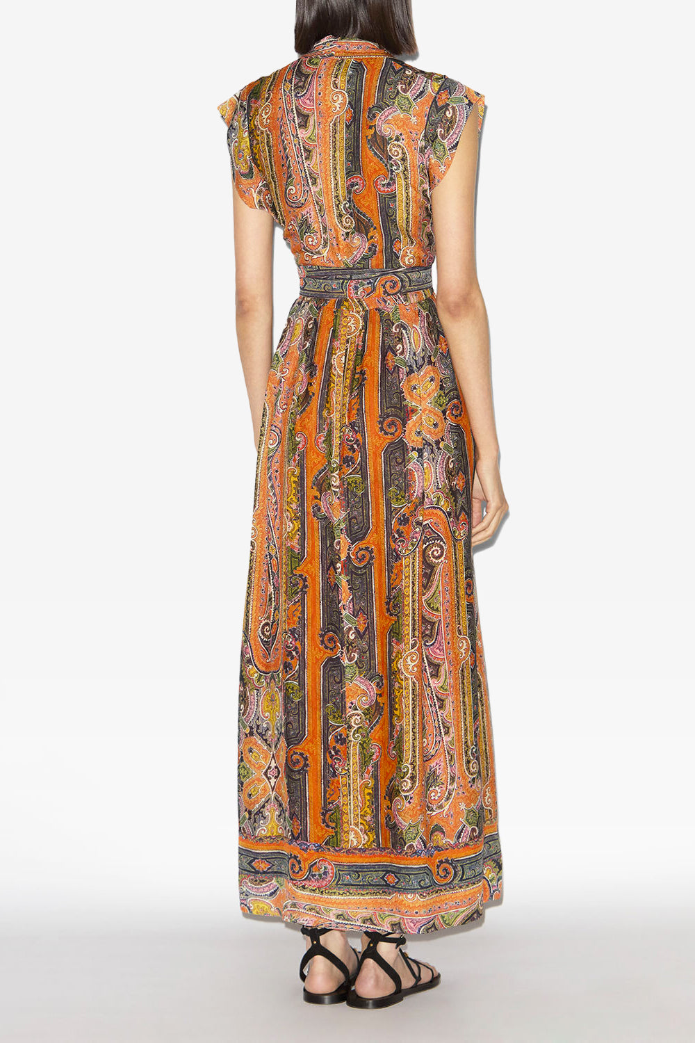 Robe longue melissa en soie imprimée - Orange - Woman - 4