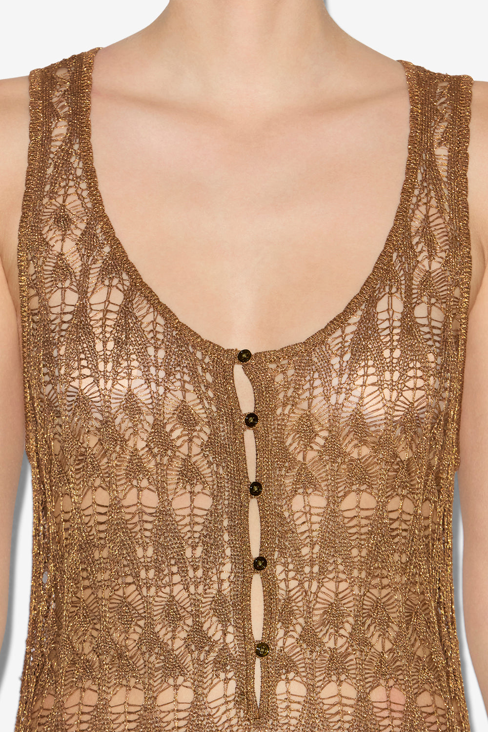 Pernille long fine crochet dress - Gold - Woman - 3