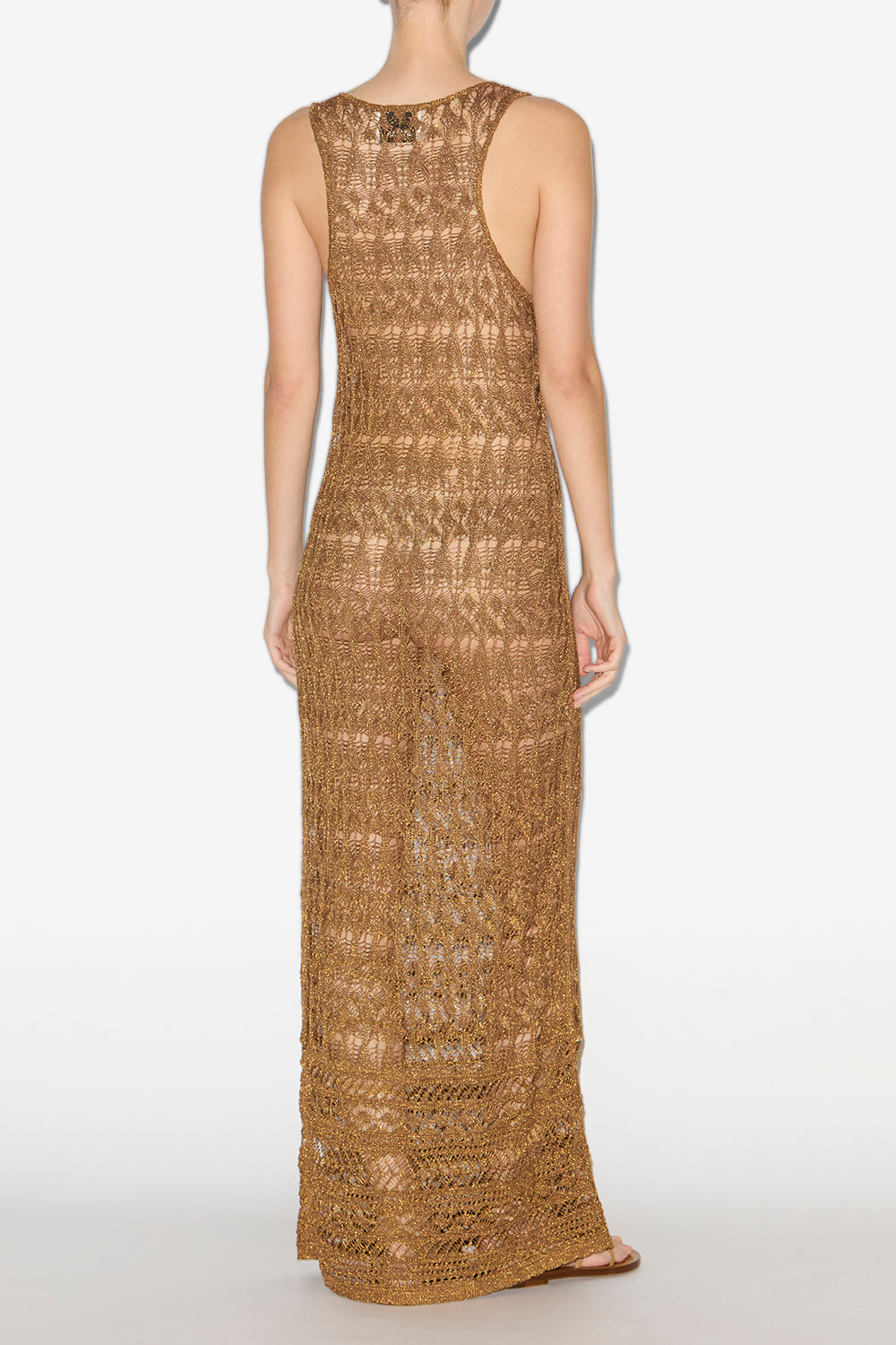 Pernille long fine crochet dress - Gold - Woman - 4