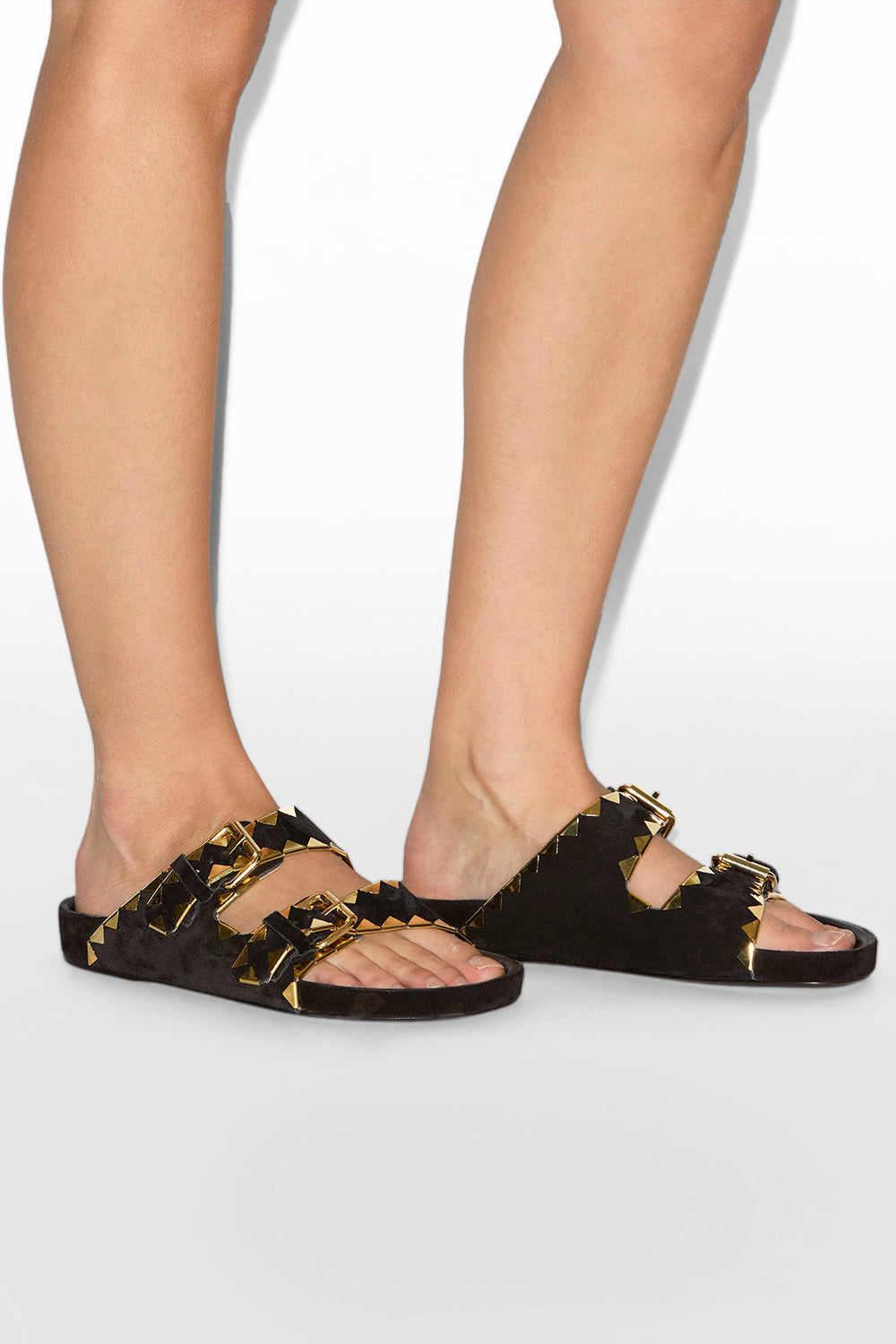 Sandali bassi lennyo in pelle decorata - Black and gold - Woman - 5