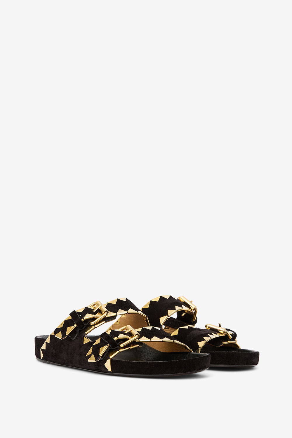 Sandali bassi lennyo in pelle decorata - Black and gold - Woman - 3