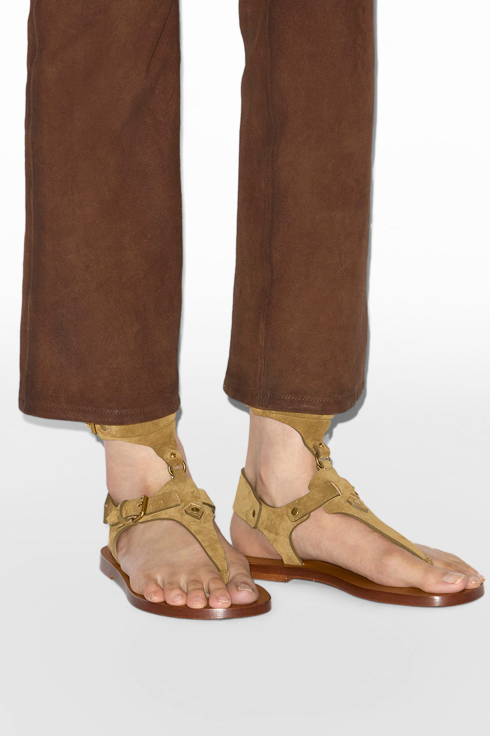 Sandali piatti eveen in pelle scamosciata - Taupe - Woman - 6