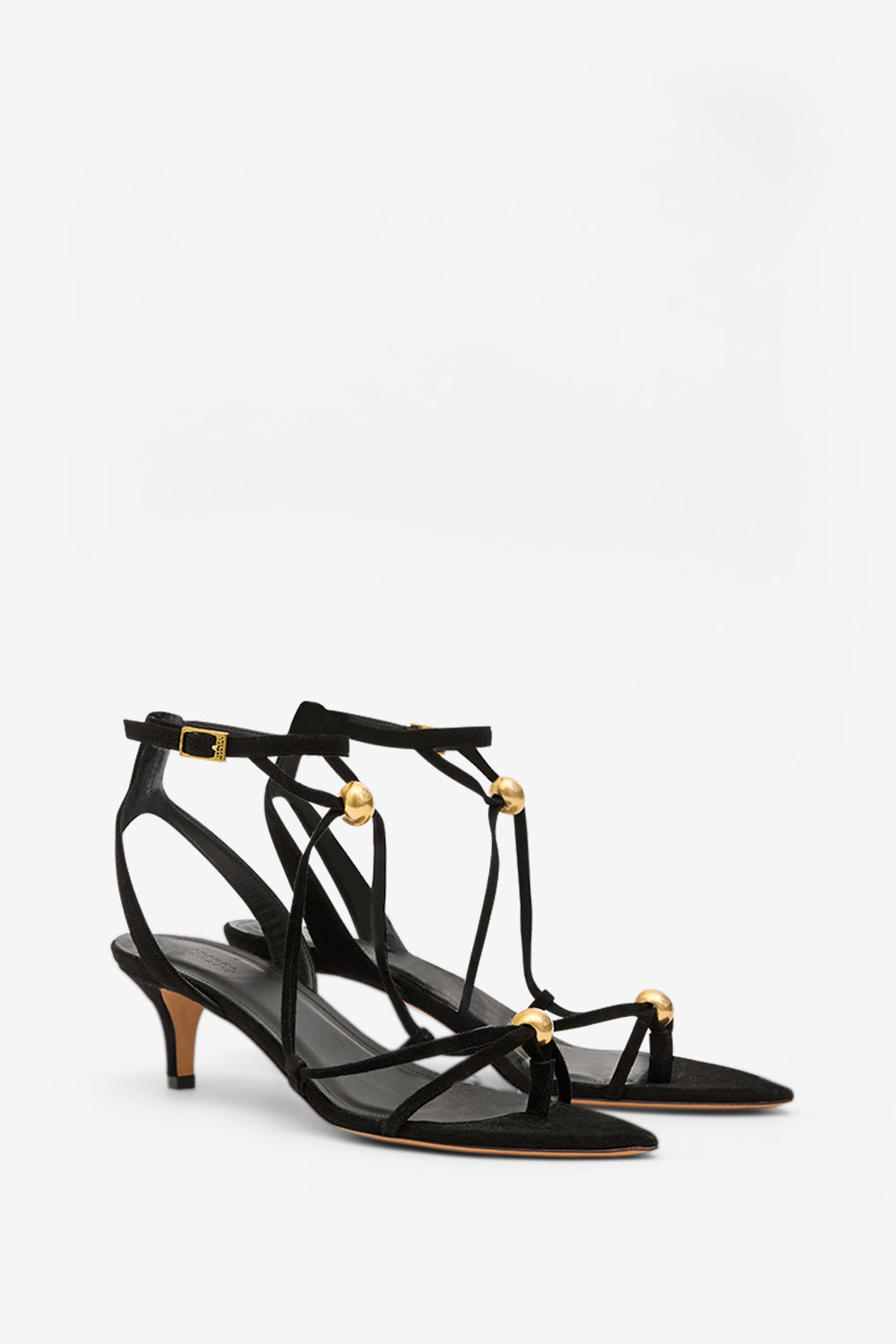Sandalen mit absätzen olya aus veloursleder - Black and gold - Woman - 3