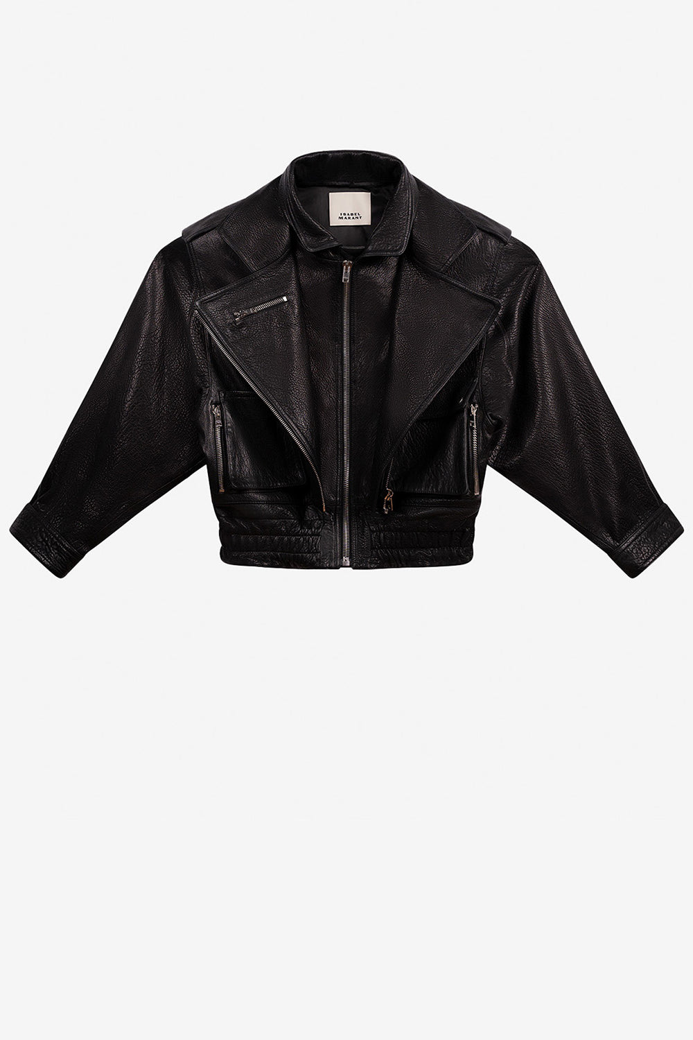 Veste à poches aneli en cuir d'agneau  - Noir - Woman - 1