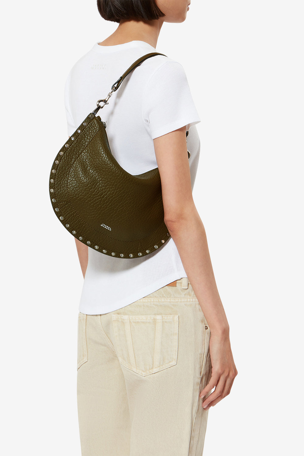 Oskan soft zip bubble leather bag - Khaki - Woman - 2