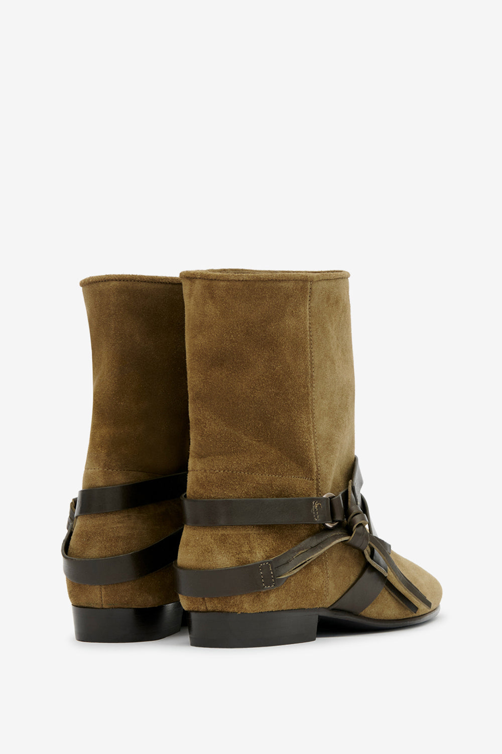 Bottines plates rejen en cuir de velours - Olive foncé - Woman - 2