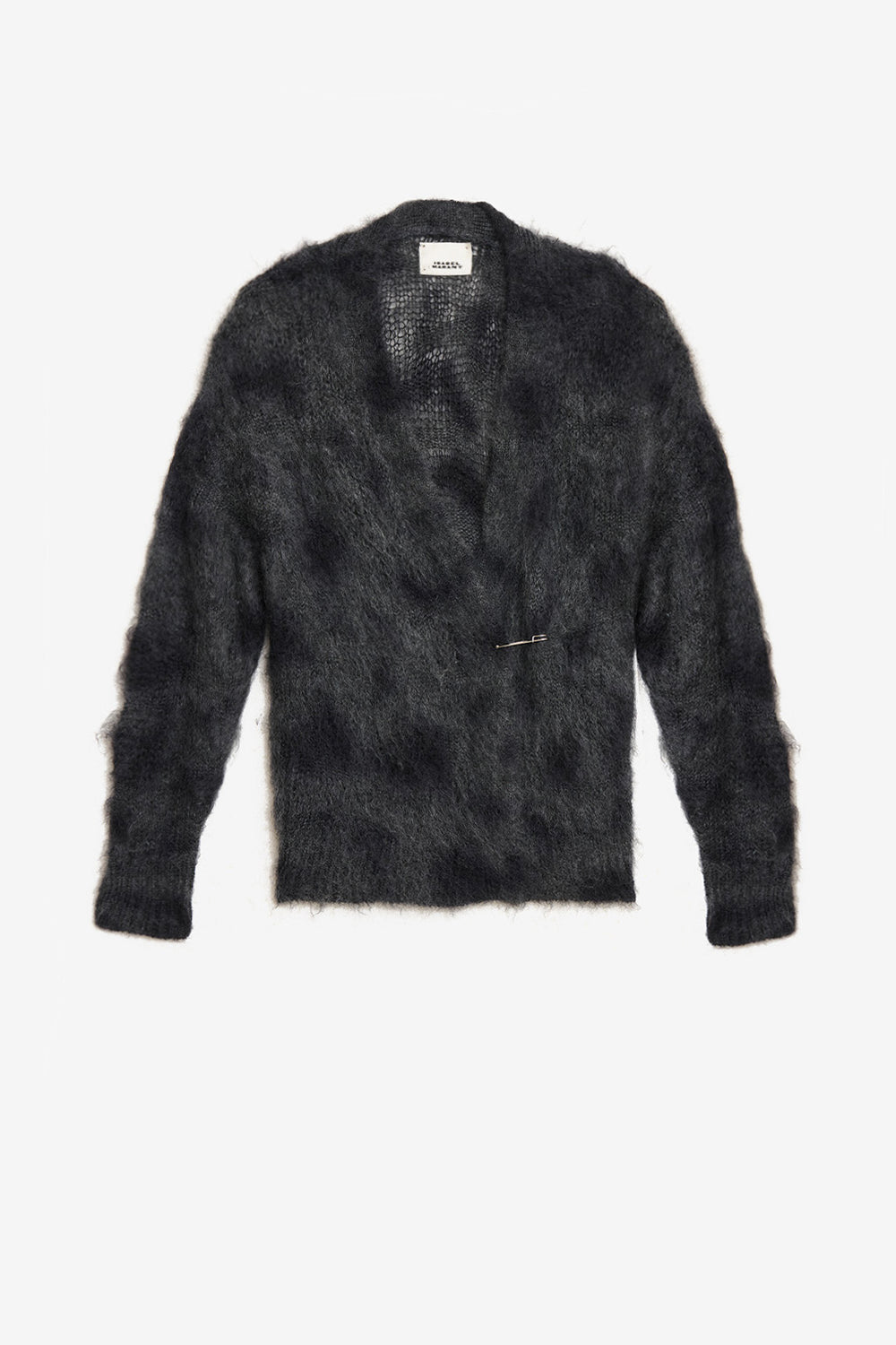 Cardigan cache-cœur mylene en kid mohair - Anthracite - Woman - 1