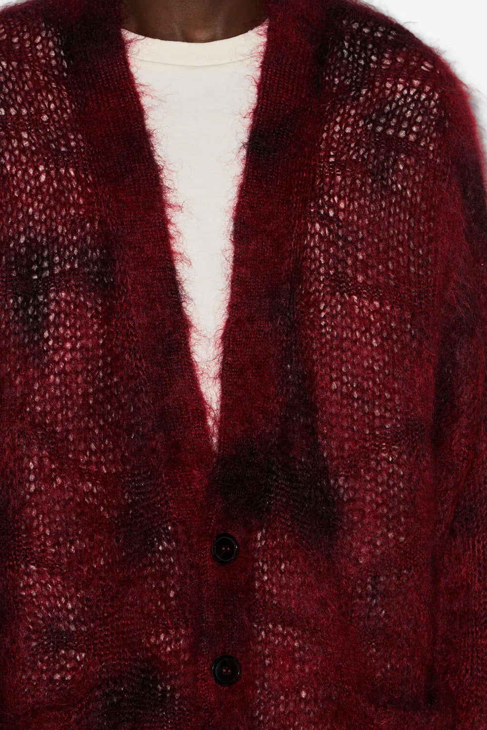 Cardigan long mahel en kid mohair - Deep red - Man - 3