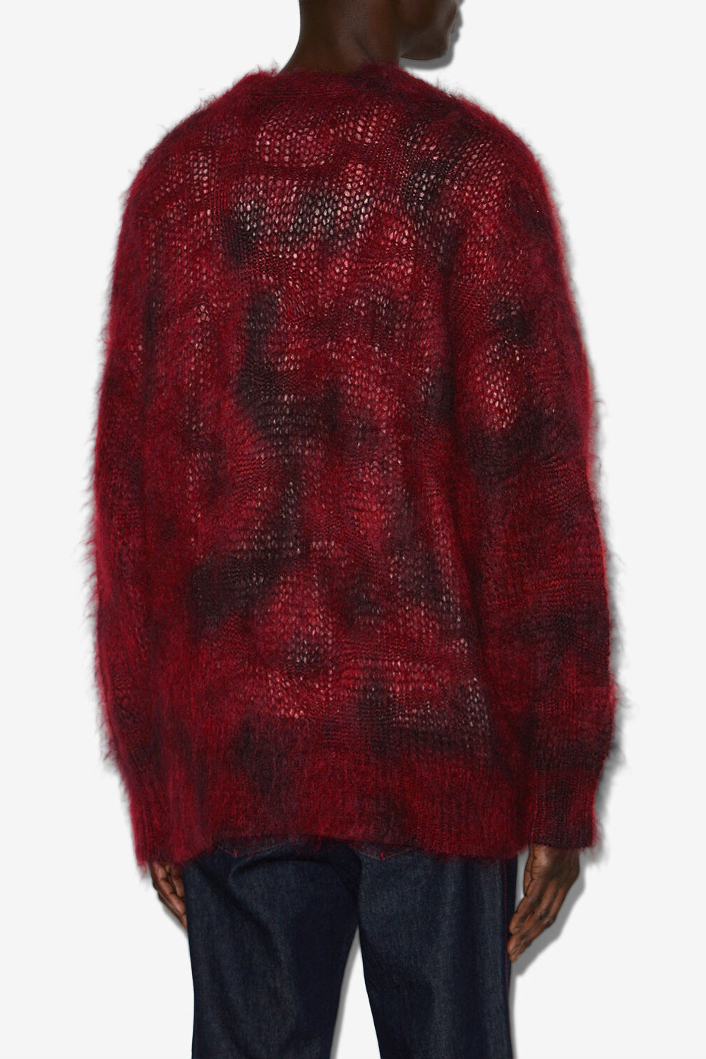 Cardigan long mahel en kid mohair - Deep red - Man - 5