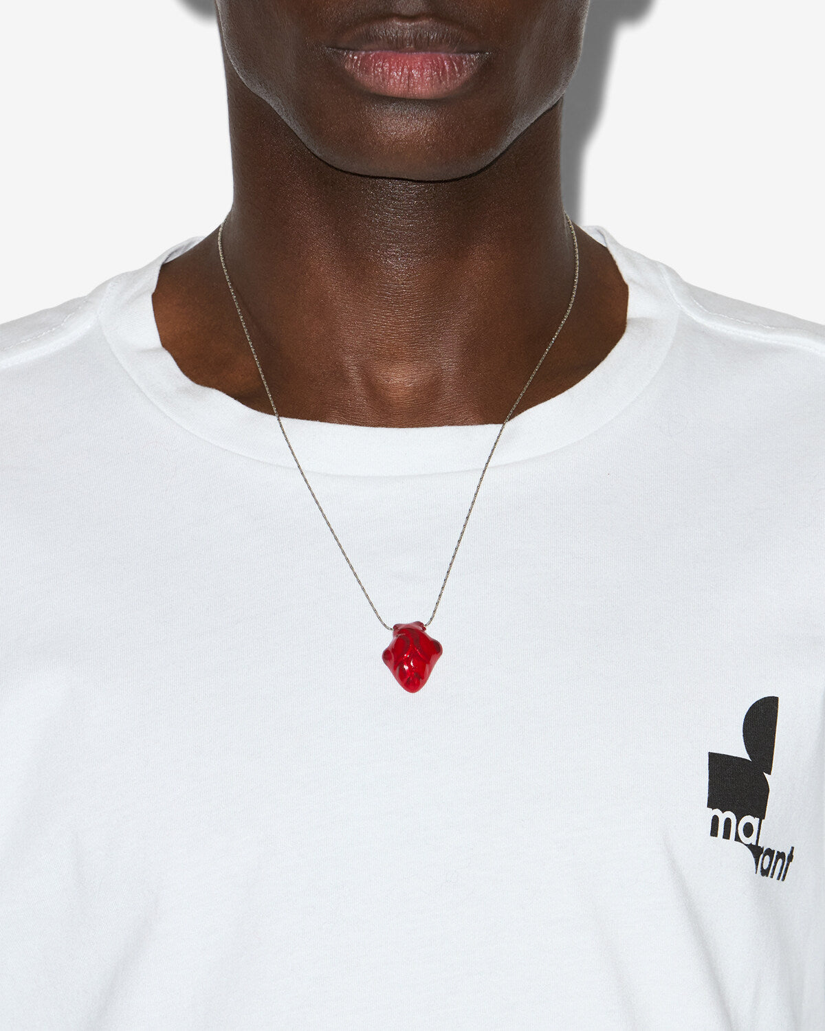 On my heart man necklace Man Red-silver 2