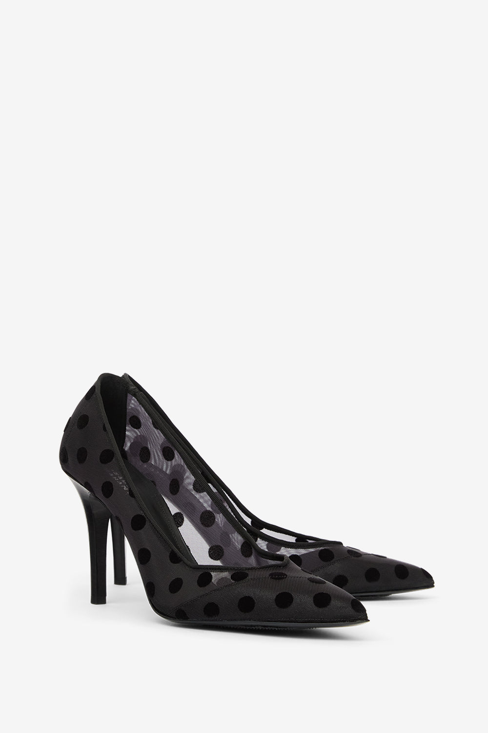 Pristy polka dot tulle pumps - Black - Woman - 3