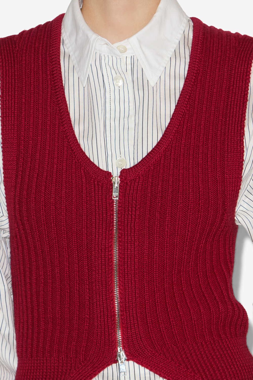 Devima tubular knit vest - Deep red - Woman - 3