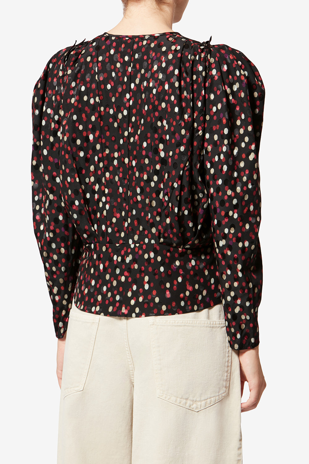 Top en soie à imprimé pois zarga - Noir-rouge - Woman - 5