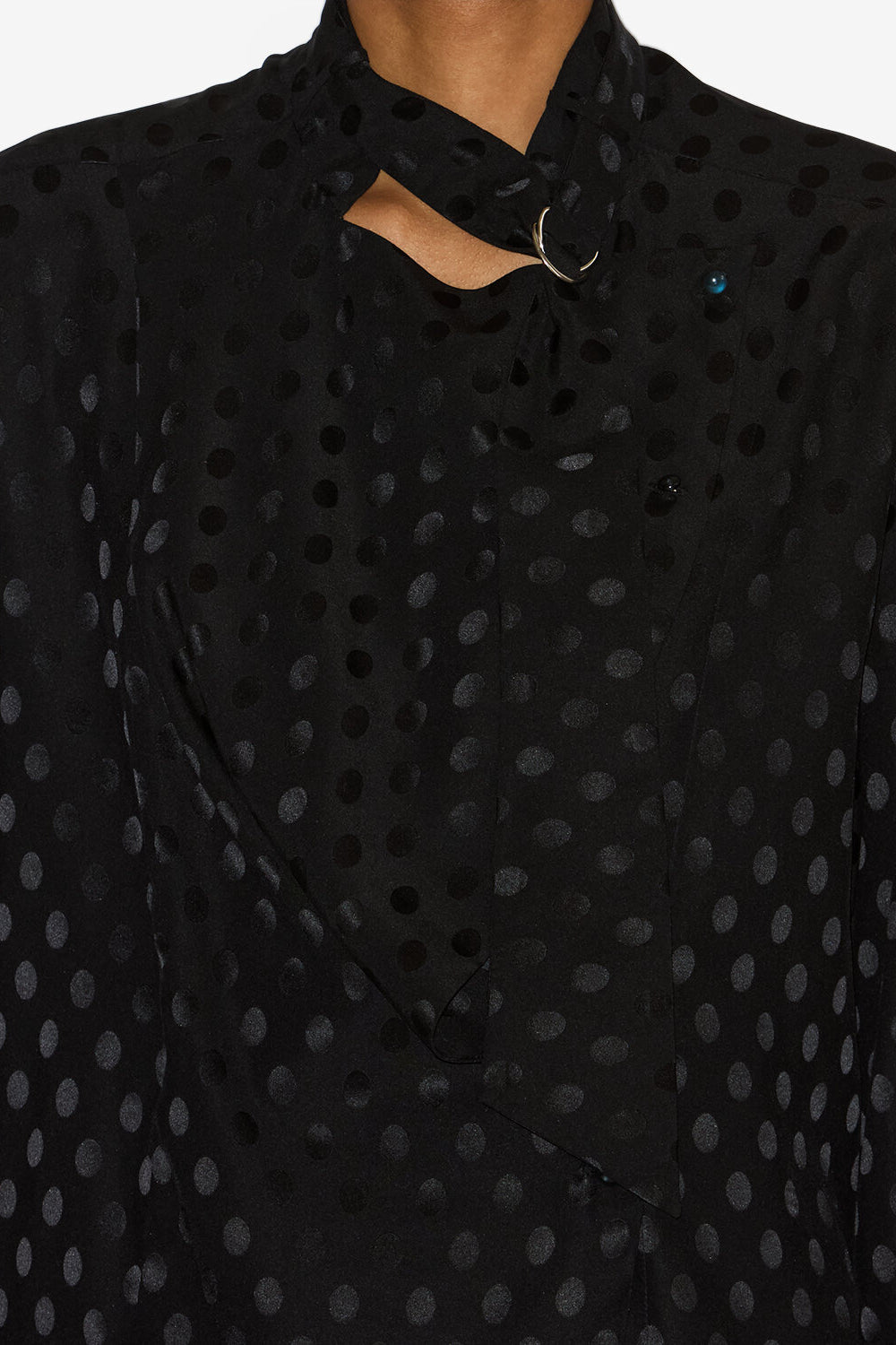Blouse emany en soie imprimée pois - Noir - Woman - 3