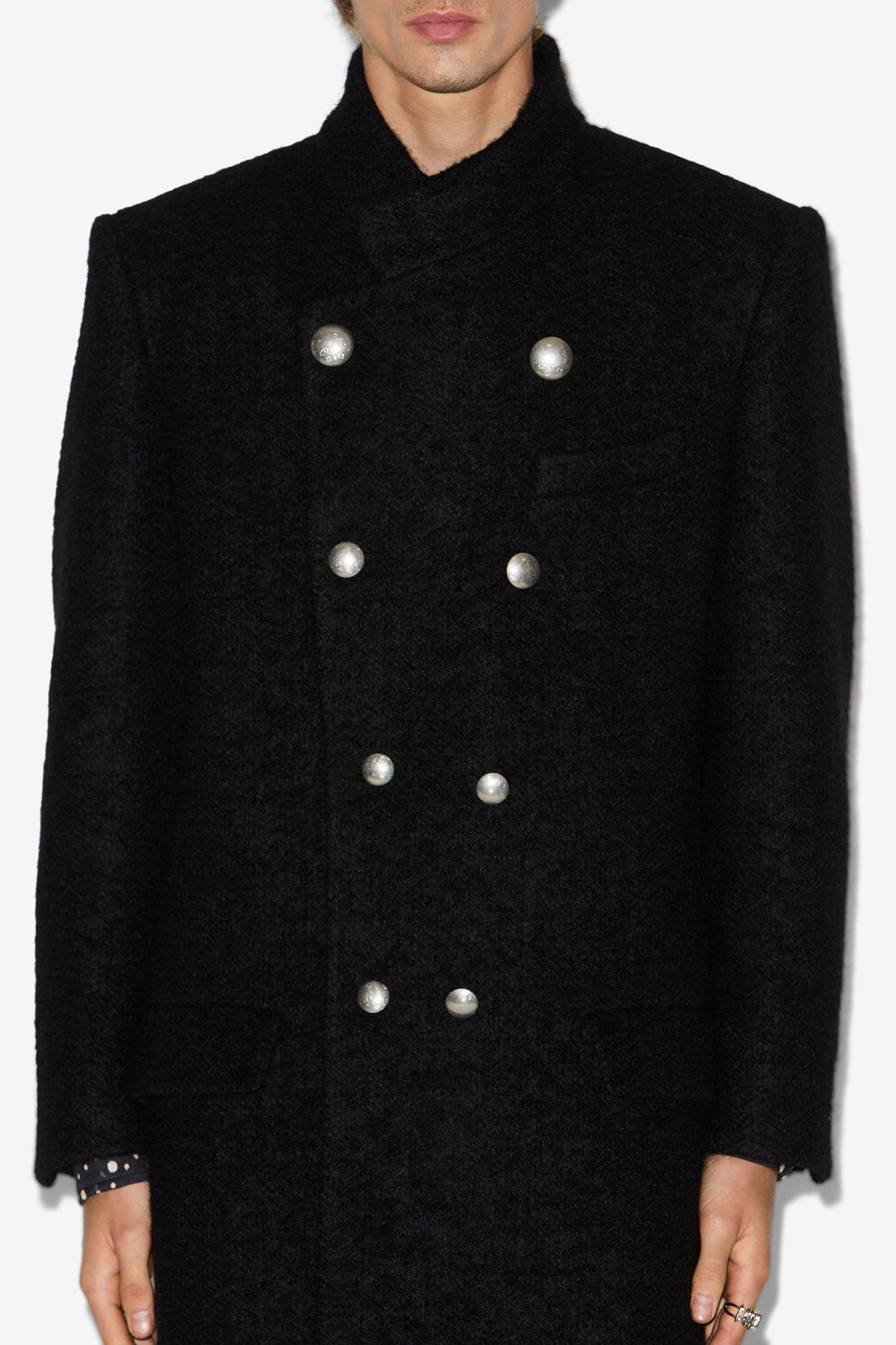 Manteau long gil en laine brossée - Noir - Man - 3