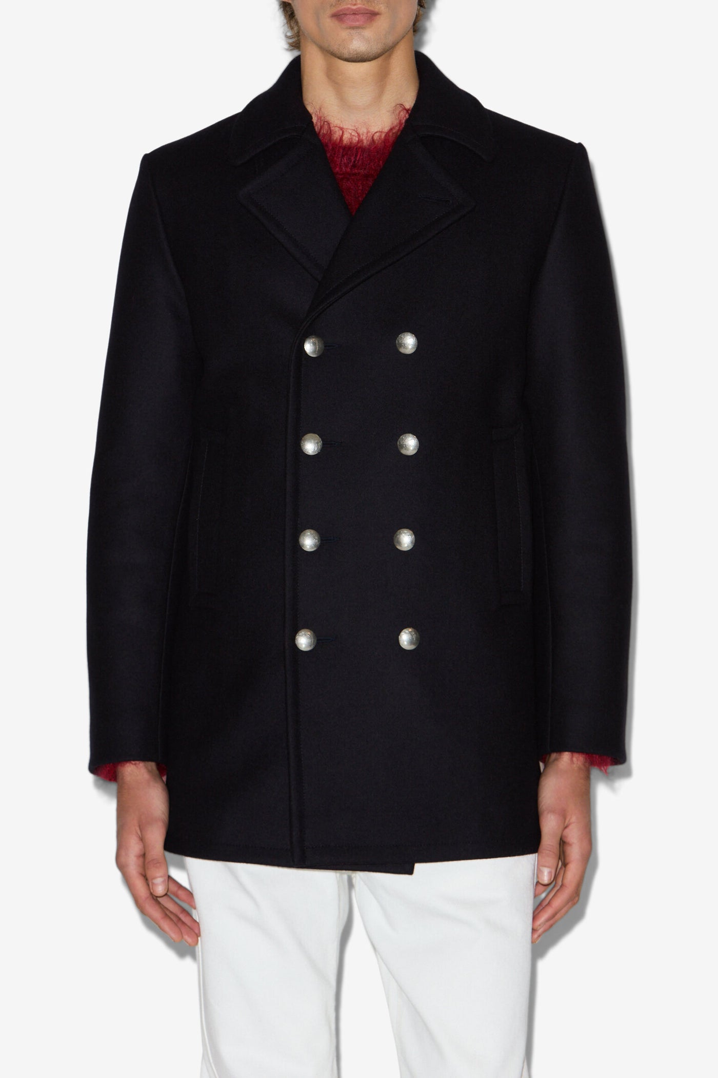 Manteau caban wym en laine et cachemire - Bleu foncé marine - Man - 4